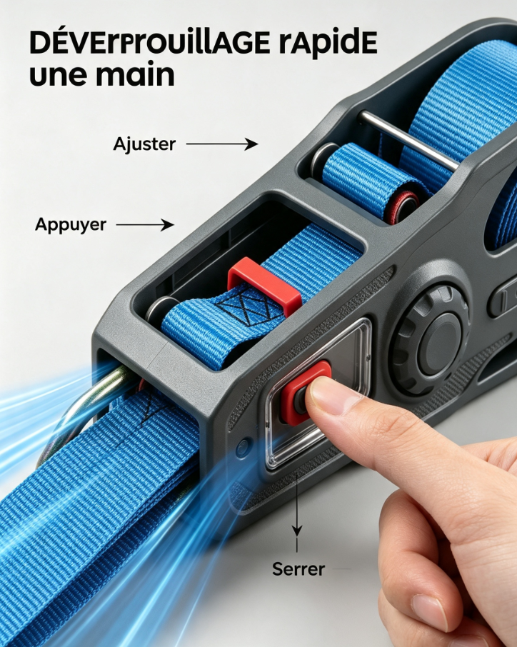 Sangle de serrage textile robuste à crochet anti-décrochage, boîtier de stockage intégré, pour camion, toit de voiture, équipements de camping
